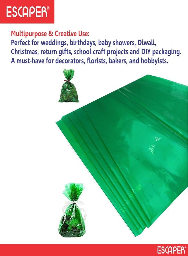 ESCAPER أوراق الجيلاتين الشفافة من السيلوفان من إسكابر (19 × 29 بوصة) - أوراق جيلاتين شفافة لتعبئة سلال الطعام، والأعمال الحرفية، والتغليف اليدوي، وسلال الهدايا، والتغليف الزخرفي (أخضر) - Image 4